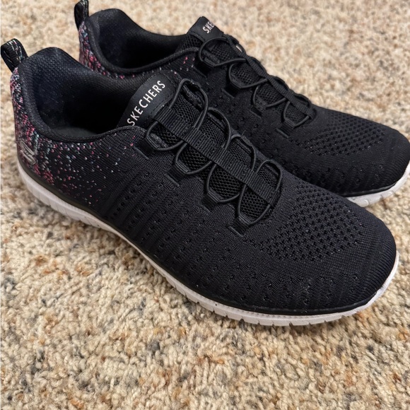 Skechers Black Knit Shoes with Pink Accents - Picture 3 of 6